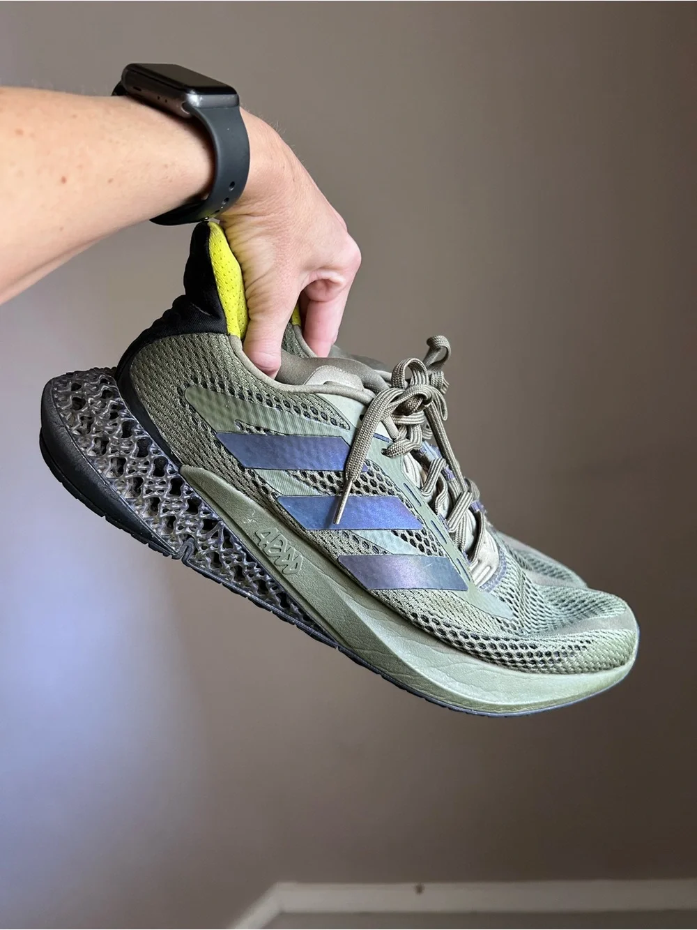 adidas Men's Olive and Yellow Athletic Running Shoes
